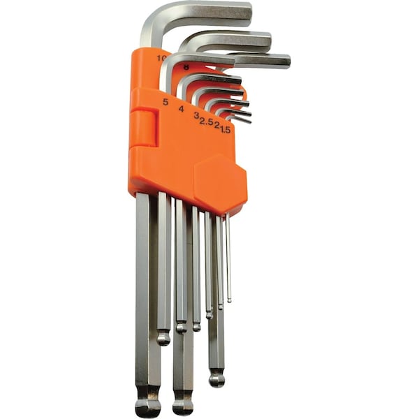 Tools 9 Piece Metric Ball End Long Hex Key Set, 1.5mm - 10mm